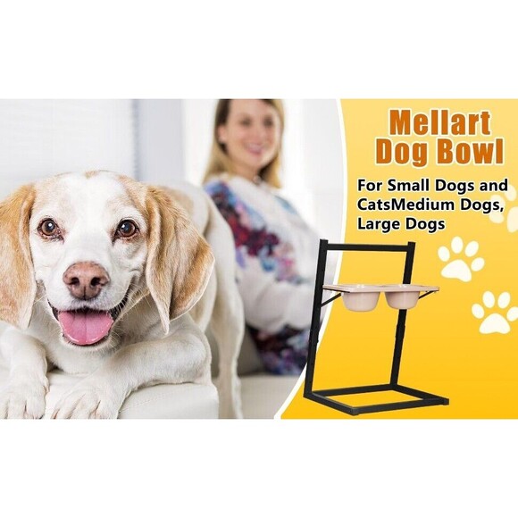 Mellart Elevated Dog Bowls for Large Dogs - Adjustable From  6.7"- 25" - Picture 9 of 9